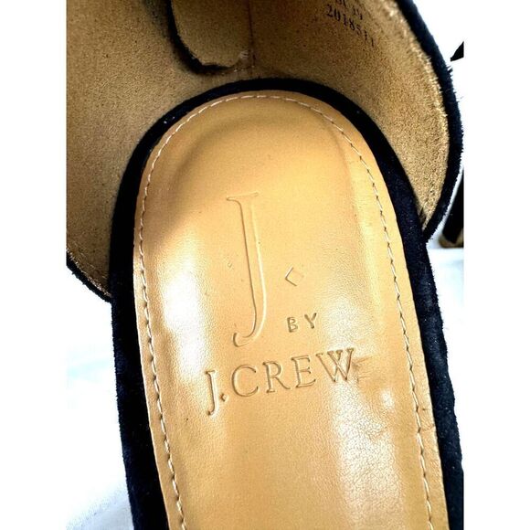 GORGEOUS J. Crew Black Suede Leather Strappy Heels w/ Zip Back Sz 10 EUC - Picture 6 of 8